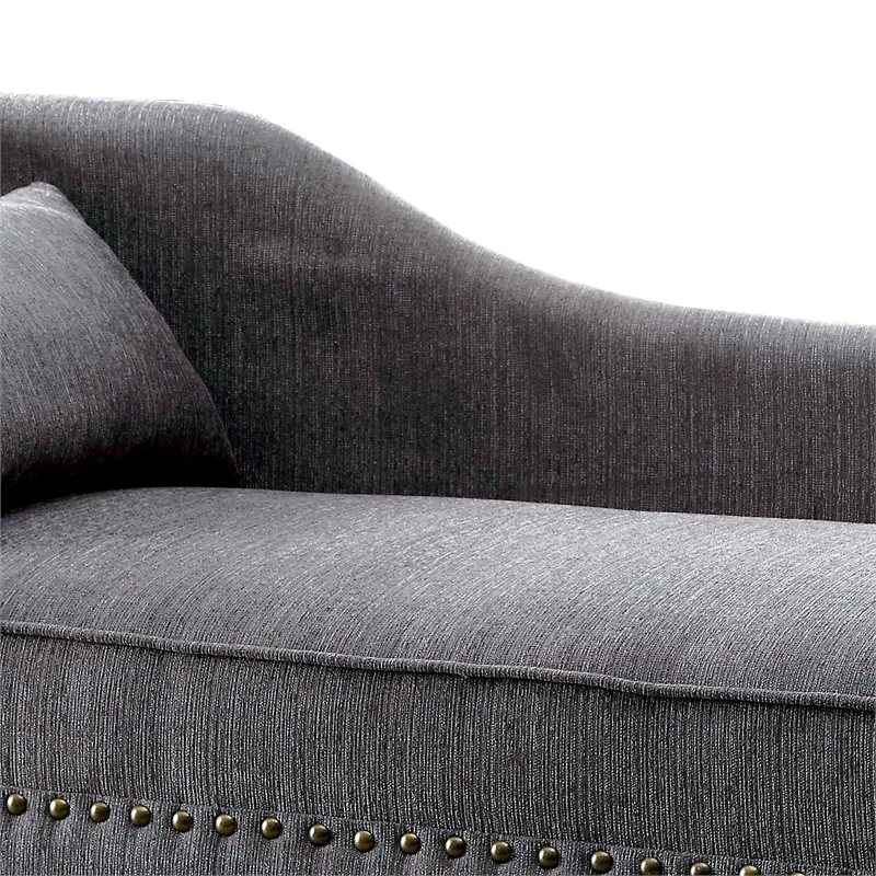 Furniture of America Jazlyn Contemporary Fabric Nailhead Chaise Lounge in Gray