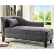 Furniture of America Jazlyn Contemporary Fabric Nailhead Chaise Lounge in Gray
