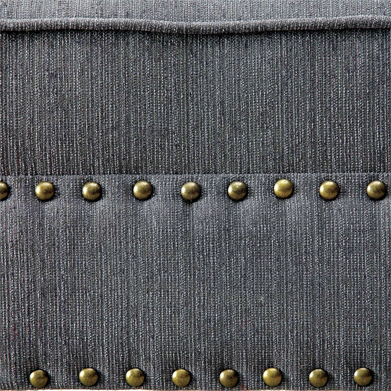 Furniture of America Jazlyn Contemporary Fabric Nailhead Chaise Lounge in Gray
