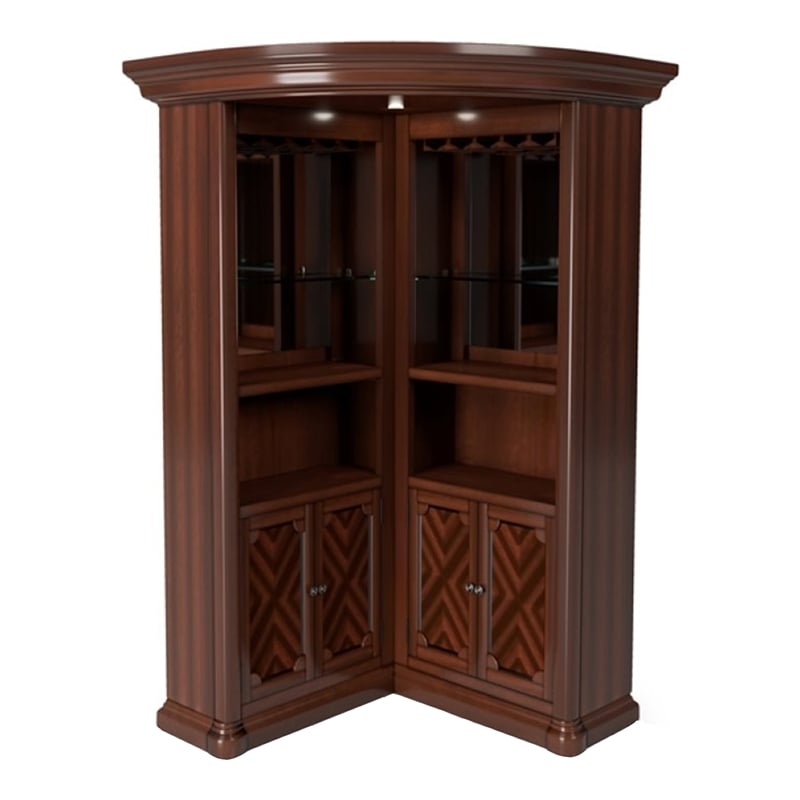 Furniture of America Myron Traditional Wood Corner Home Bar in Dark Cherry