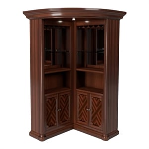 Furniture of America Myron Traditional Wood Corner Home Bar in Dark Cherry