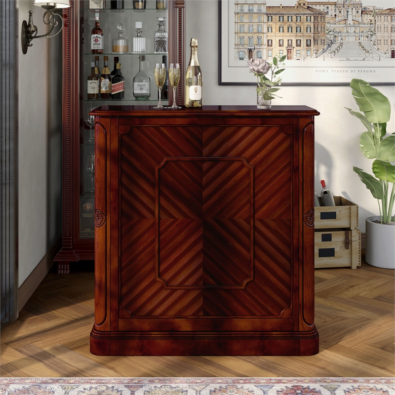 Furniture of America Myron Wood Multi-Storage Wine Rack in Dark Cherry