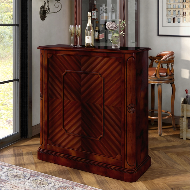 Furniture of America Myron Wood Multi-Storage Wine Rack in Dark Cherry
