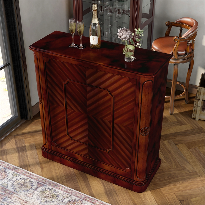 Furniture of America Myron Wood Multi-Storage Wine Rack in Dark Cherry