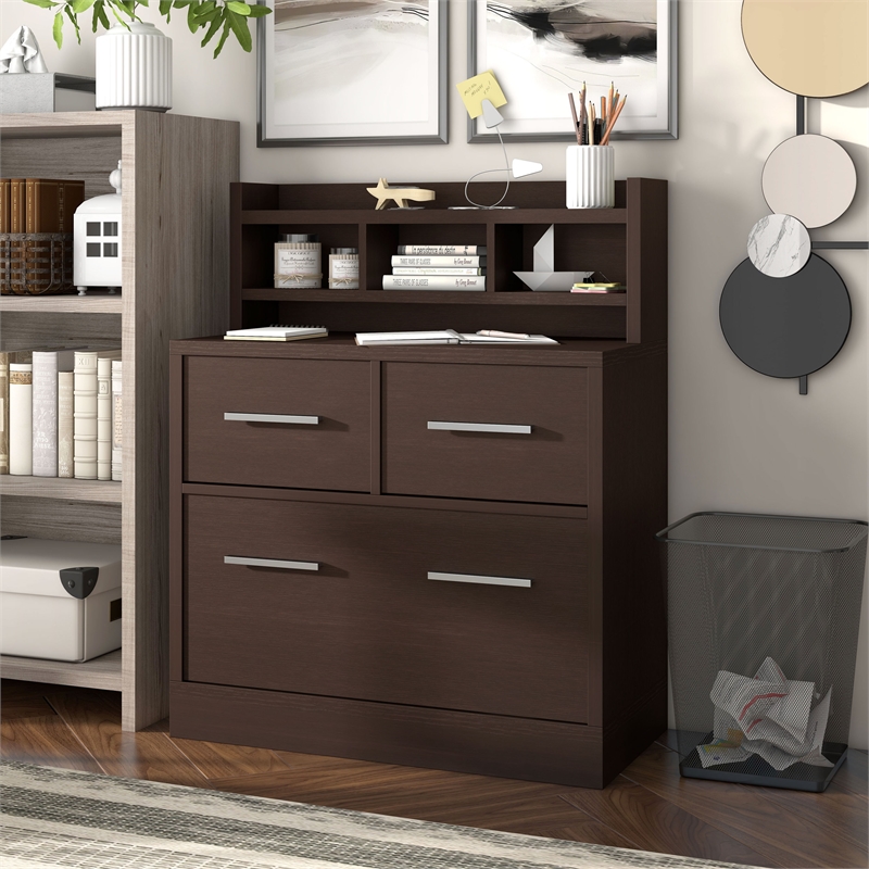 Furniture of America Jonah Wood Multi-Storage Filing Cabinet in Cappuccino