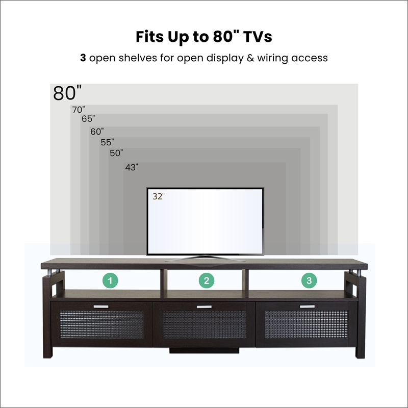 Furniture of America Missie Contemporary Wood Multi-Storage TV Stand in Espresso
