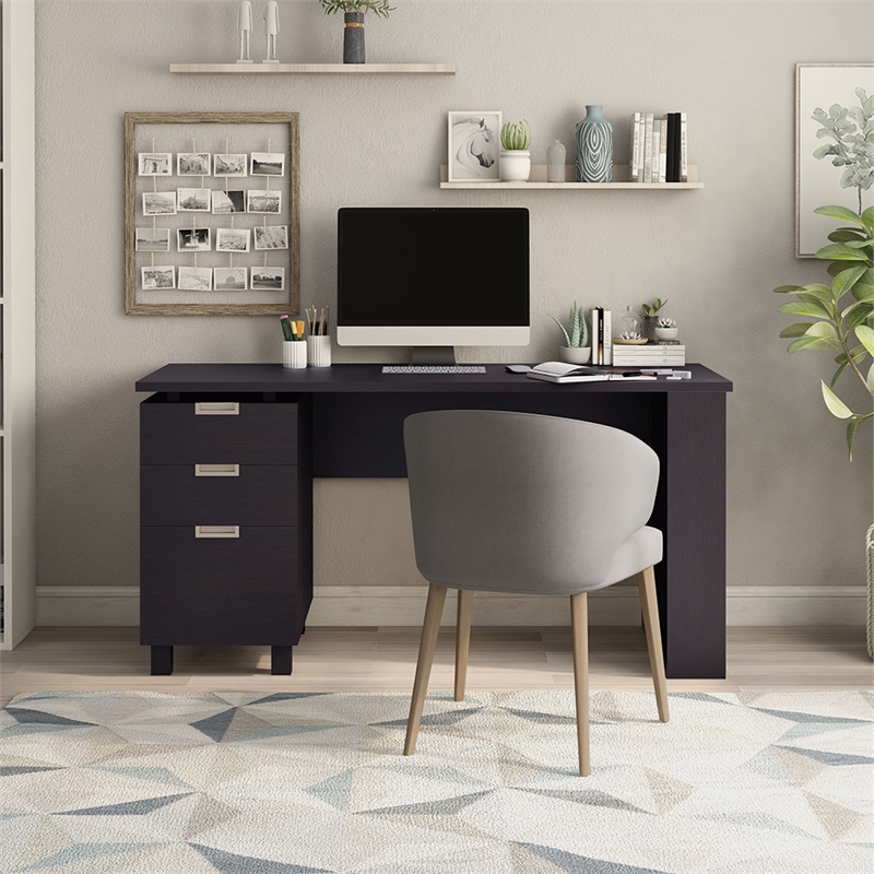 Furniture of America Nickolas Modern Wood 3-Drawer Office Desk in Espresso