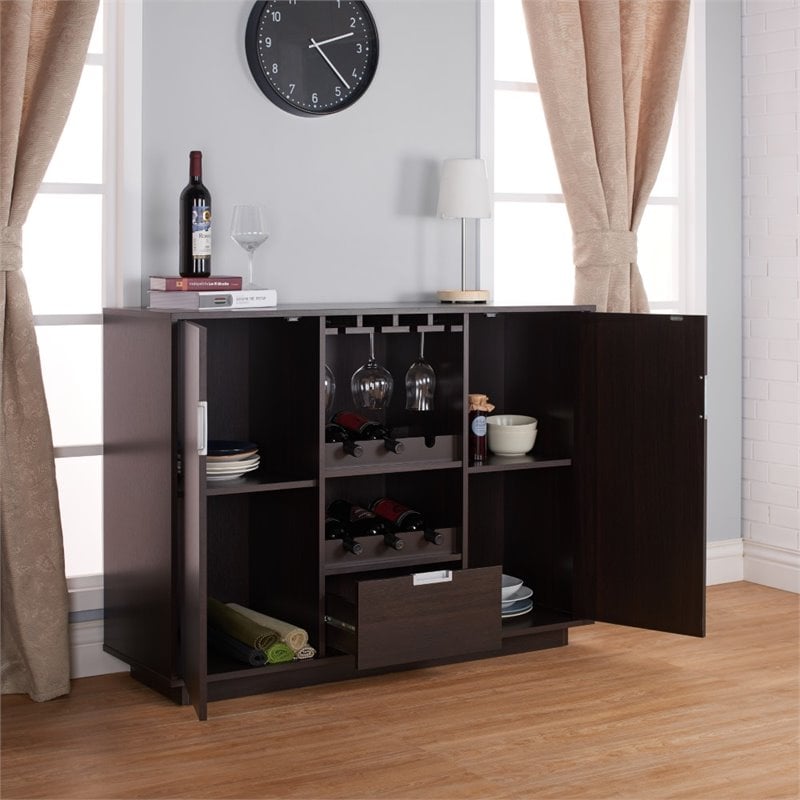 Furniture of America Porter Contemporary Wood Multi-Storage Buffet in Espresso