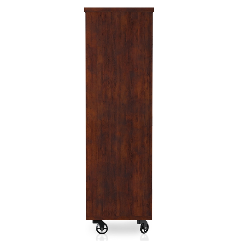 Furniture of America Alesia Wood Shoe Cabinet with Casters in Vintage Walnut
