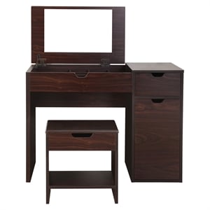 Furniture of America Astro Contemporary Wood 2-Piece Vanity Set in Walnut