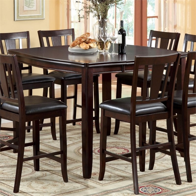 Furniture of America Ellenwood Wood Counter Height Dining Table in Espresso