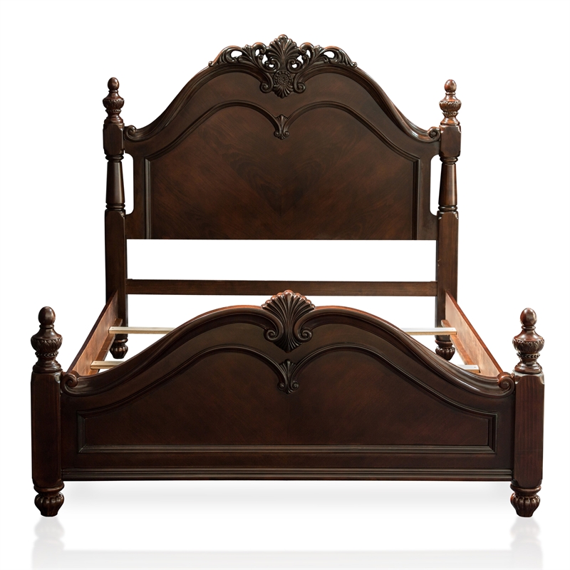 FOA Ruben 3pc Cherry Wood Panel Bedroom Set - Cal King + Nightstand + Chest