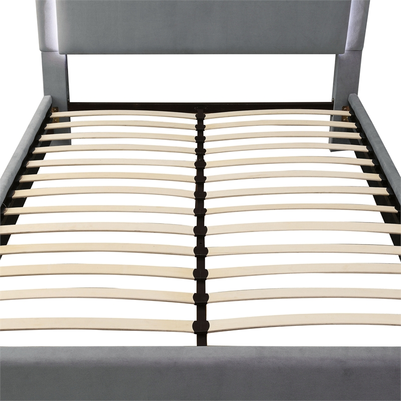 Furniture of America Luna Fabric King Bed with LED Lights in Gray