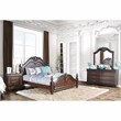 FOA Ruben 4pc Cherry Wood Panel Bedroom Set - Queen+Nightstand+Dresser+Mirror