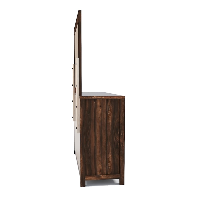 Furniture of America Bickson Rustic Wood 2-Piece Dresser and Mirror in Natural