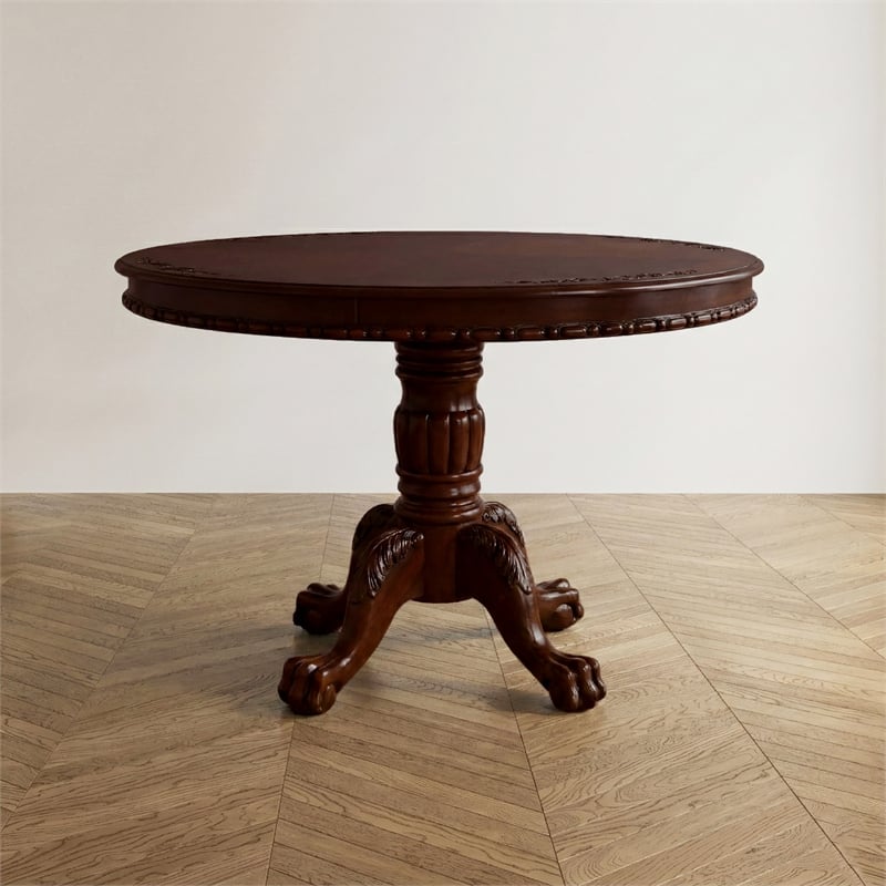 Furniture of America Wilson Traditional Wood Round Dining Table in Brown Cherry