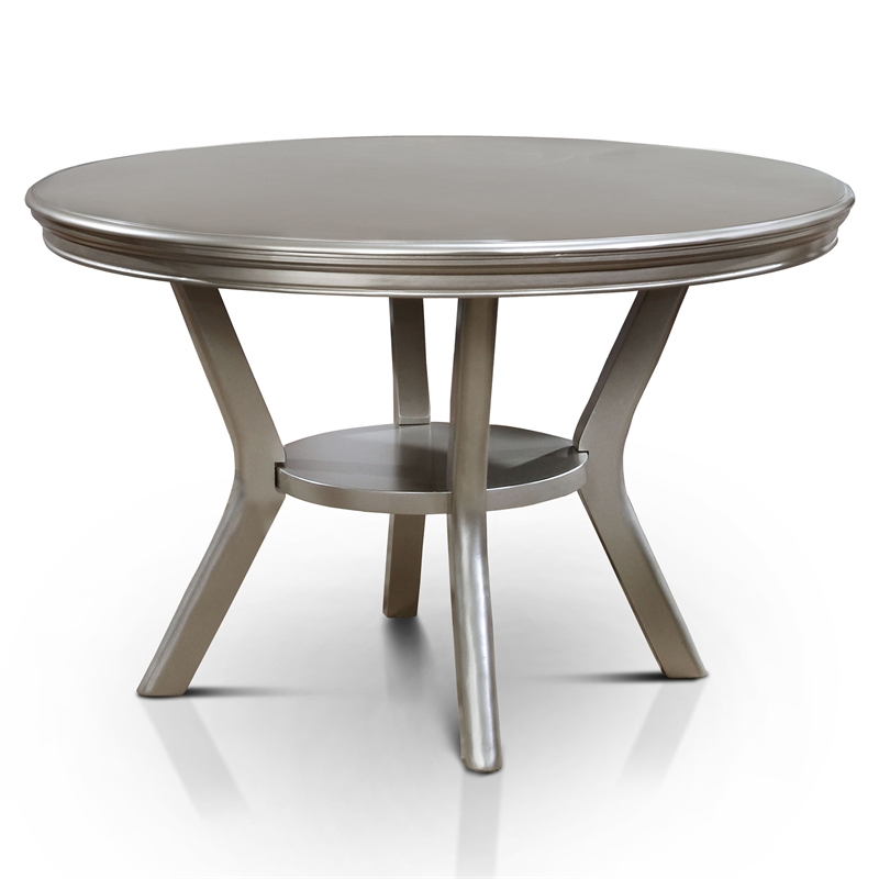 Furniture of America Bethlehem Wood Round 1-Shelf Dining Table in Gold Champagne