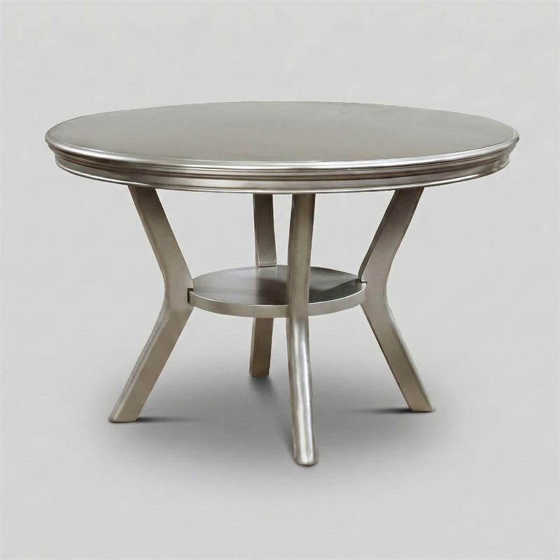 Furniture of America Bethlehem Wood Round 1-Shelf Dining Table in Gold Champagne