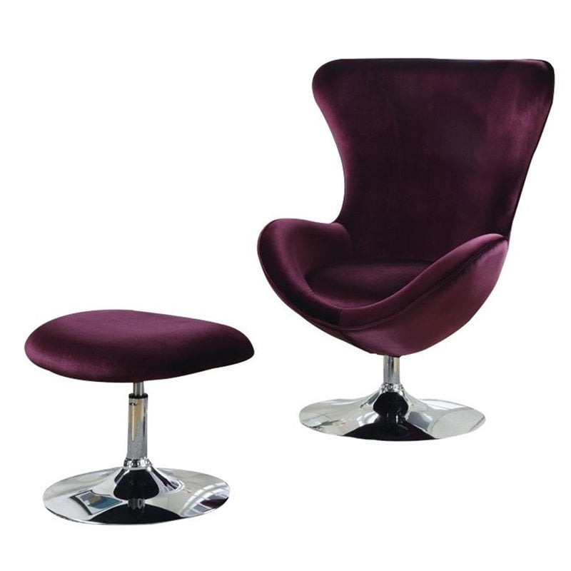 Furniture of America Kip Fabric 2-Piece Accent Chair and Ottoman Set in Purple