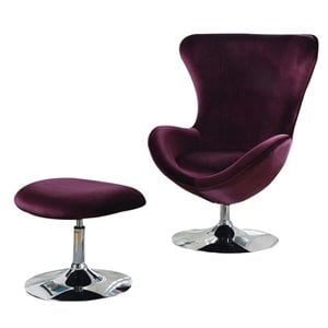 Furniture of America Kip Fabric 2-Piece Accent Chair and Ottoman Set in Purple