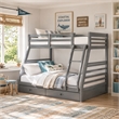 Furniture of America Tomi Wood Twin over Full Storage Bunk Bed in Gray