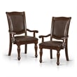 Furniture of America Alstroemeria Wood Arm Chair in Brown Cherry (Set of 2)