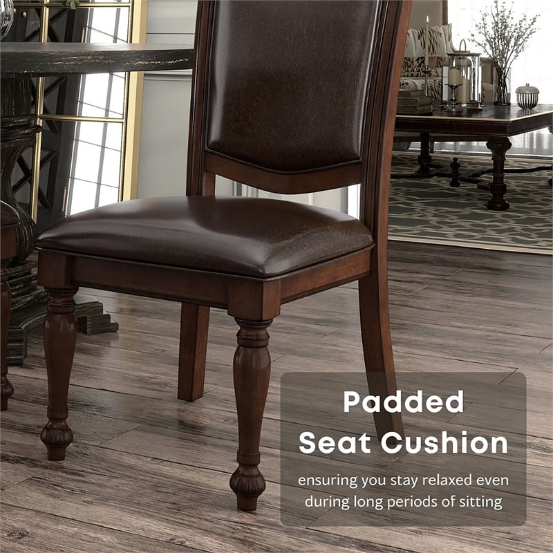 Furniture of America Alstroemeria Wood Side Chair in Brown Cherry (Set of 2)