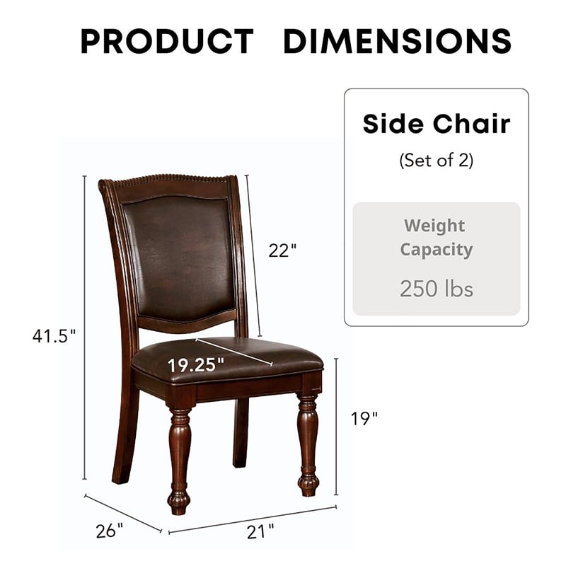 Furniture of America Alstroemeria Wood Side Chair in Brown Cherry (Set of 2)