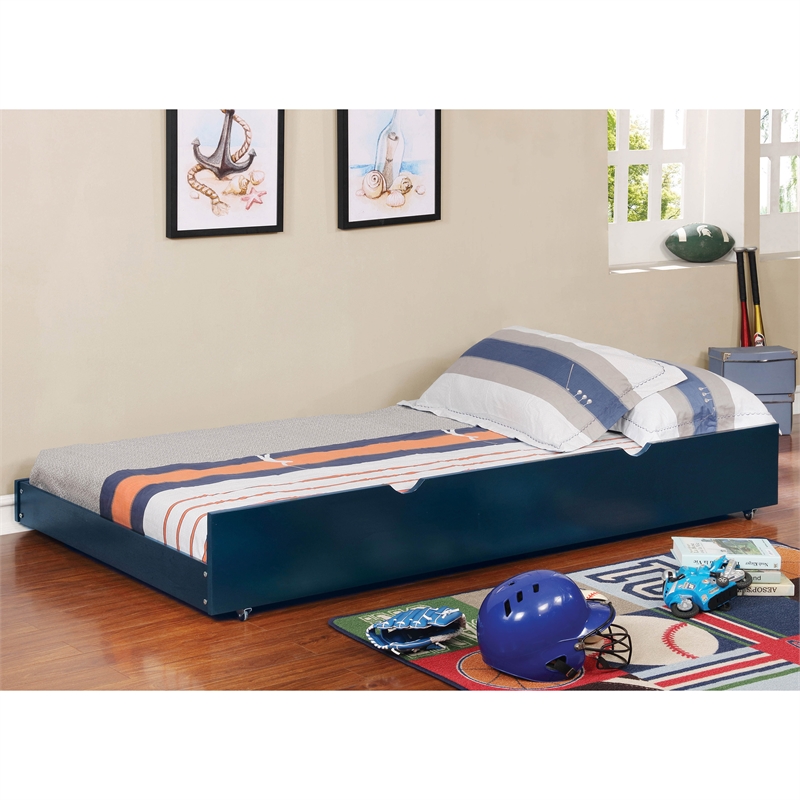 Furniture of America Barnes Transitional Wood Twin Trundle in Blue