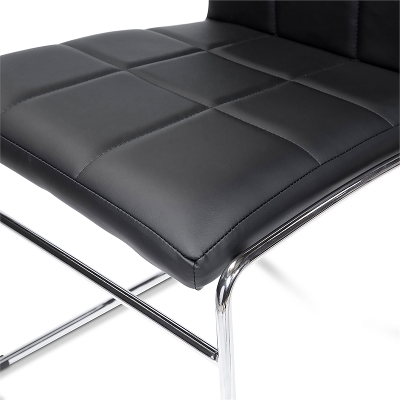 Furniture of America Poipen Faux Leather Dining Chairs in Black (Set of 2)