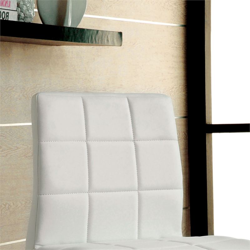 Furniture of America Poipen White Faux Leather Counter Height Chairs (Set of 2)