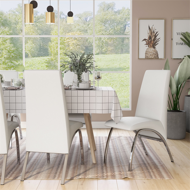 Furniture of America Duell White Faux Leather Dining Chair (Set of 2)