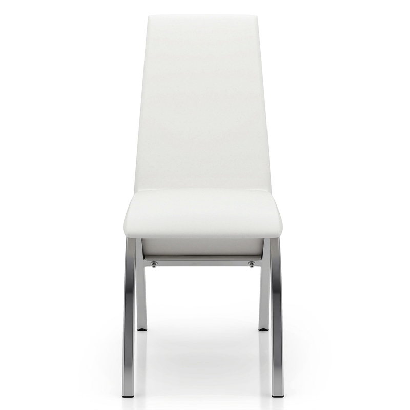 Furniture of America Duell White Faux Leather Dining Chair (Set of 2)