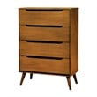 Furniture of America Belkor Mid-Century Modern Wood 4-Drawer Chest in Oak