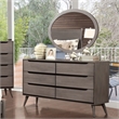 Furniture of America Belkor Wood 6-Drawer Dresser with Oval Mirror in Gray