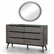 Furniture of America Belkor Wood 6-Drawer Dresser with Oval Mirror in Gray