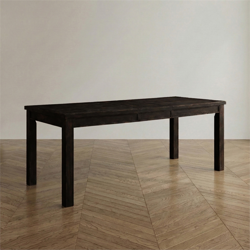 Furniture of America Sinuata Wood Rectangle Dining Table in Antique Black
