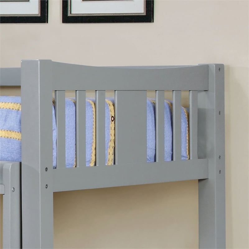 Furniture of America Edith Wood Full over Full Bunk Bed in Gray