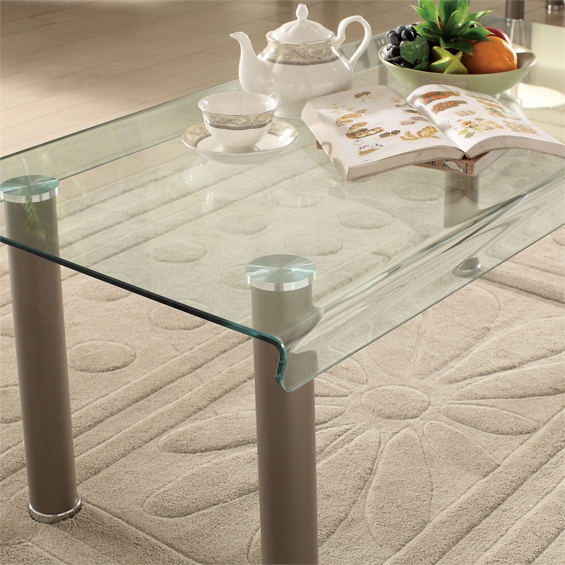 Furniture of America Karnette Glass Top Coffee Table in Champagne Gold