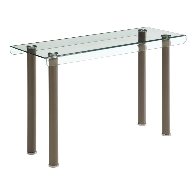 Furniture of America Karnette Glass Top Sofa Table in Champagne Gold