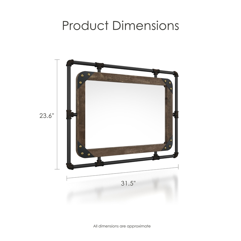 Furniture of America Gee Industrial Metal Wall Mirror in Antique Black