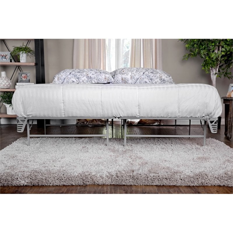 Furniture of America Polosa Transitional Metal King Bed Frame in Silver