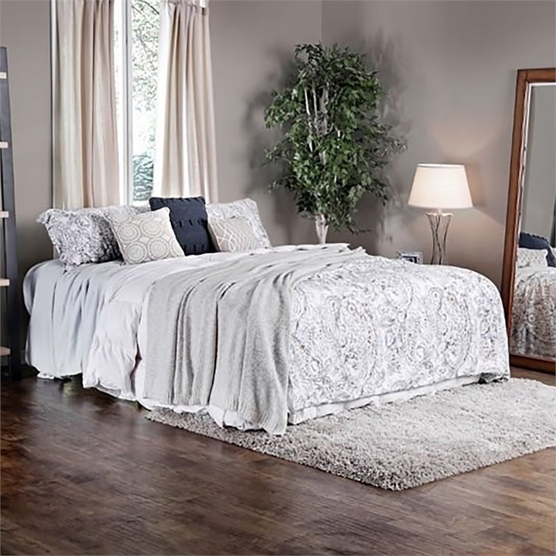 Furniture of America Polosa Transitional Metal King Bed Frame in Silver