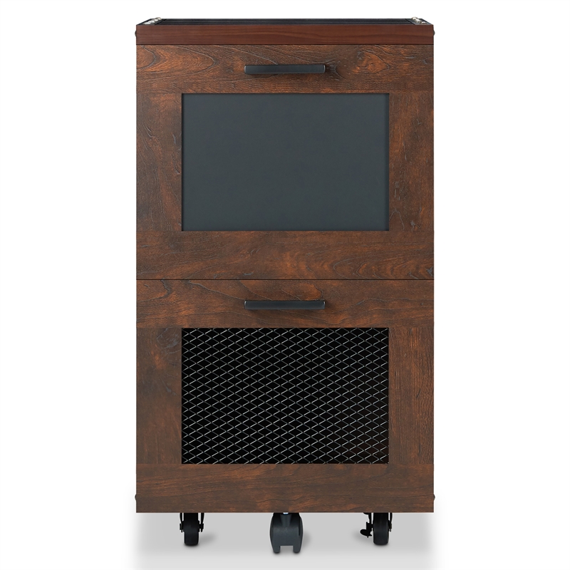 Furniture of America Brynn Industrial Wood Filing Cabinet with Casters in Walnut