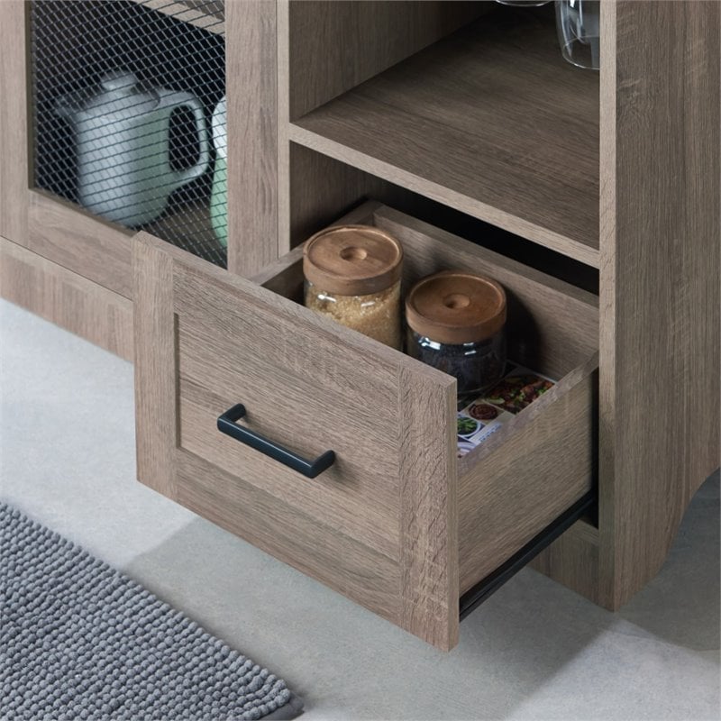 Furniture of America Coffman Wood Wine Storage Buffet in Chestnut Brown