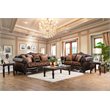 Furniture of America Eduard Traditional Faux Leather Cushioned Loveseat in Brown