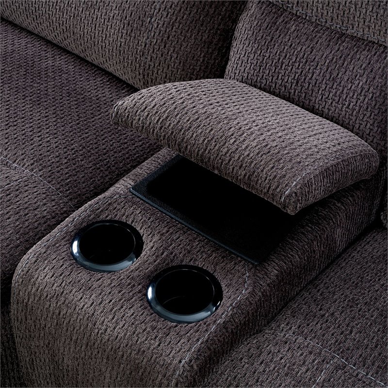 Furniture of America Dantes Transitional Chenille Recliner Sectional in Gray