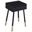 Furniture of America Pegle Engineered Wood and Metal 1-Drawer End Table in Black