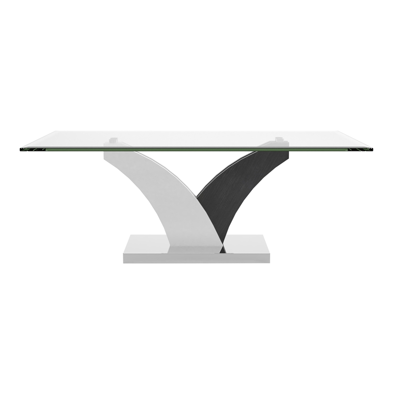 Furniture of America Tri Contemporary Glass Top Coffee Table in White and Gray