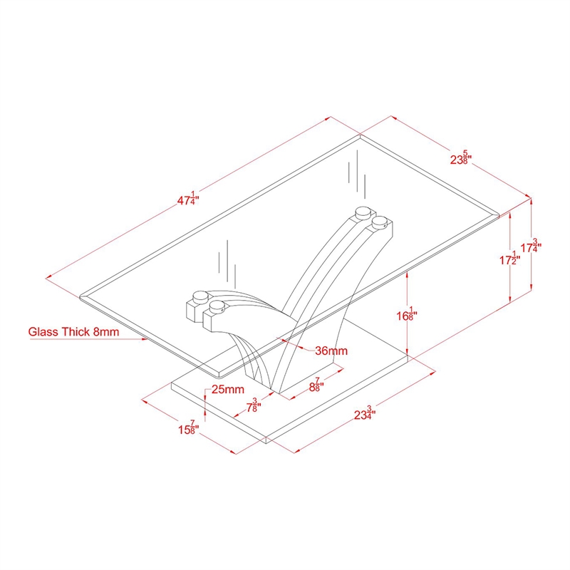 Furniture of America Tri Contemporary Glass Top Coffee Table in White and Gray